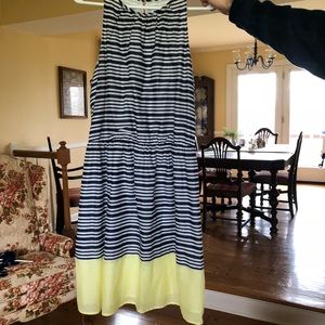 Navy white striped old navy dress L